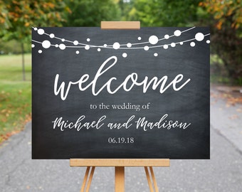 Welcome Wedding Sign | Printable Welcome Sign | Wedding Signs | Wedding Day Signs  | 18x24" | No. EDN 5169 Chalkboard