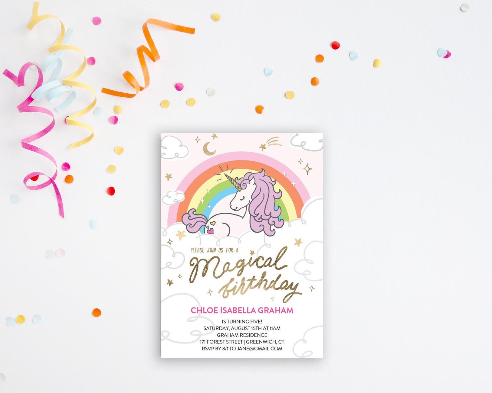 birthday party unicorn invitation template personalized etsy