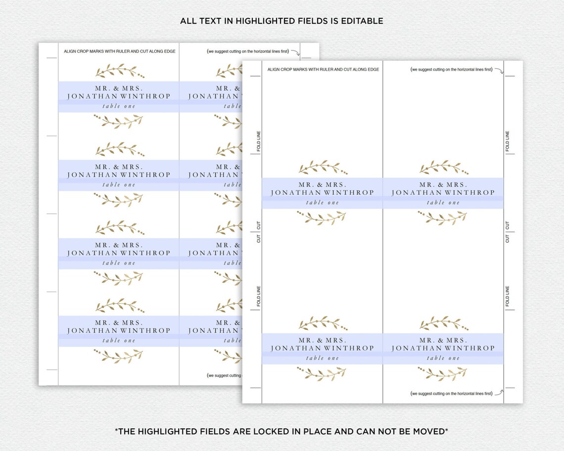 Printable Place Card Template Wedding Place Cards Seating Etsy