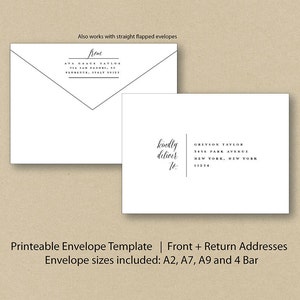 envelope template editable printable template printable etsy
