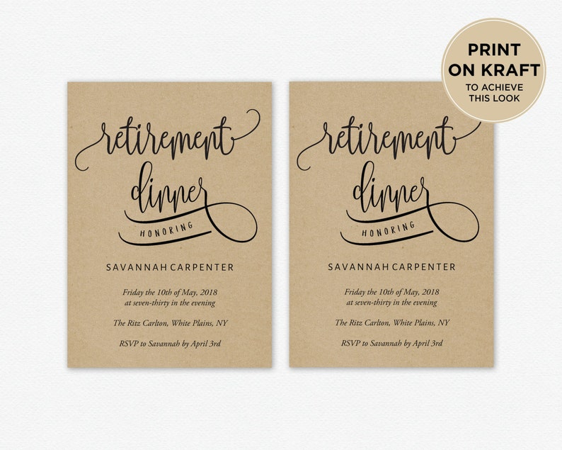 Retirement Dinner Invitation Template Editable Invitation - Etsy