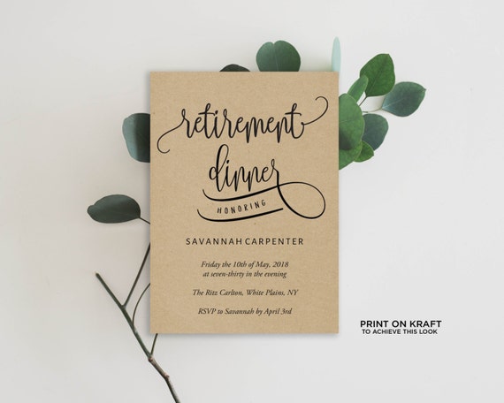 retirement dinner invitation template editable invitation etsy retirement dinner invitations