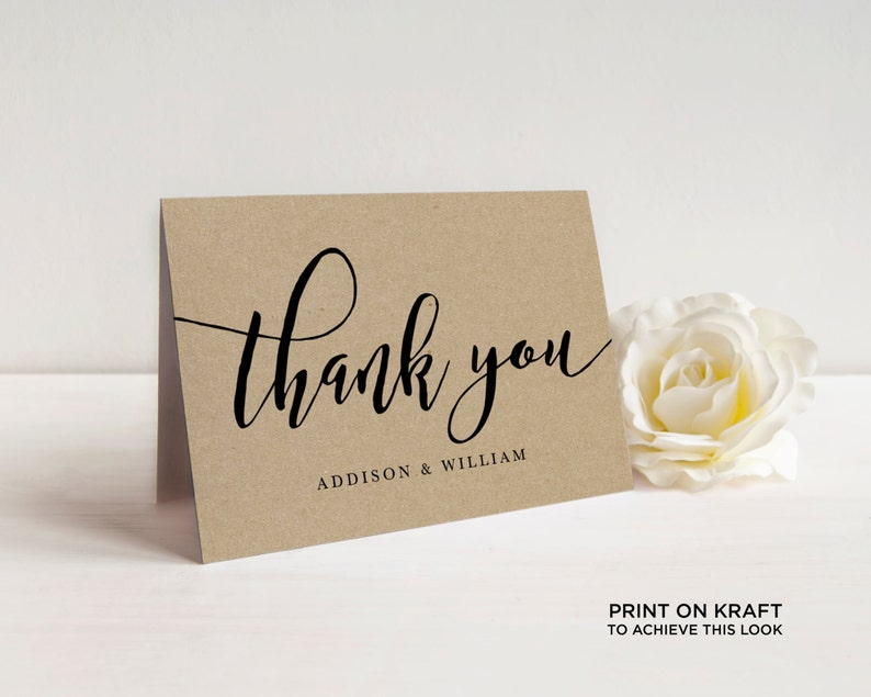Thank You Folded Card Editable Template Calligraphy Etsy Thank You Folded Card Editable Template Calligraphy Etsy