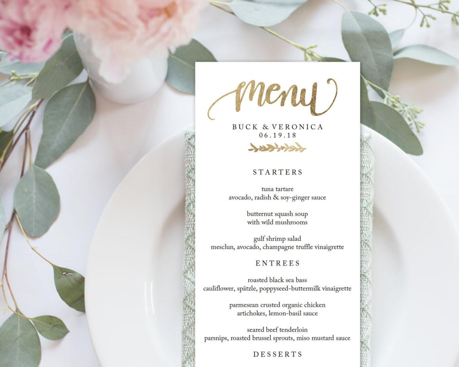 Wedding Menu Printable Printable Dinner Menu Editable | Etsy