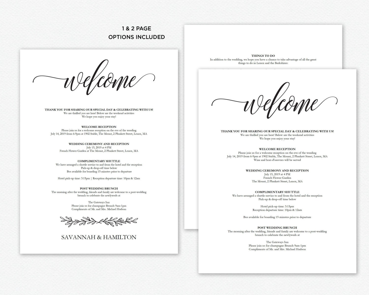 Wedding Itinerary Bag Printable Itinerary Wedding