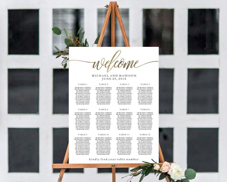 Wedding Seating Chart Template Editable PDF Printable | Etsy