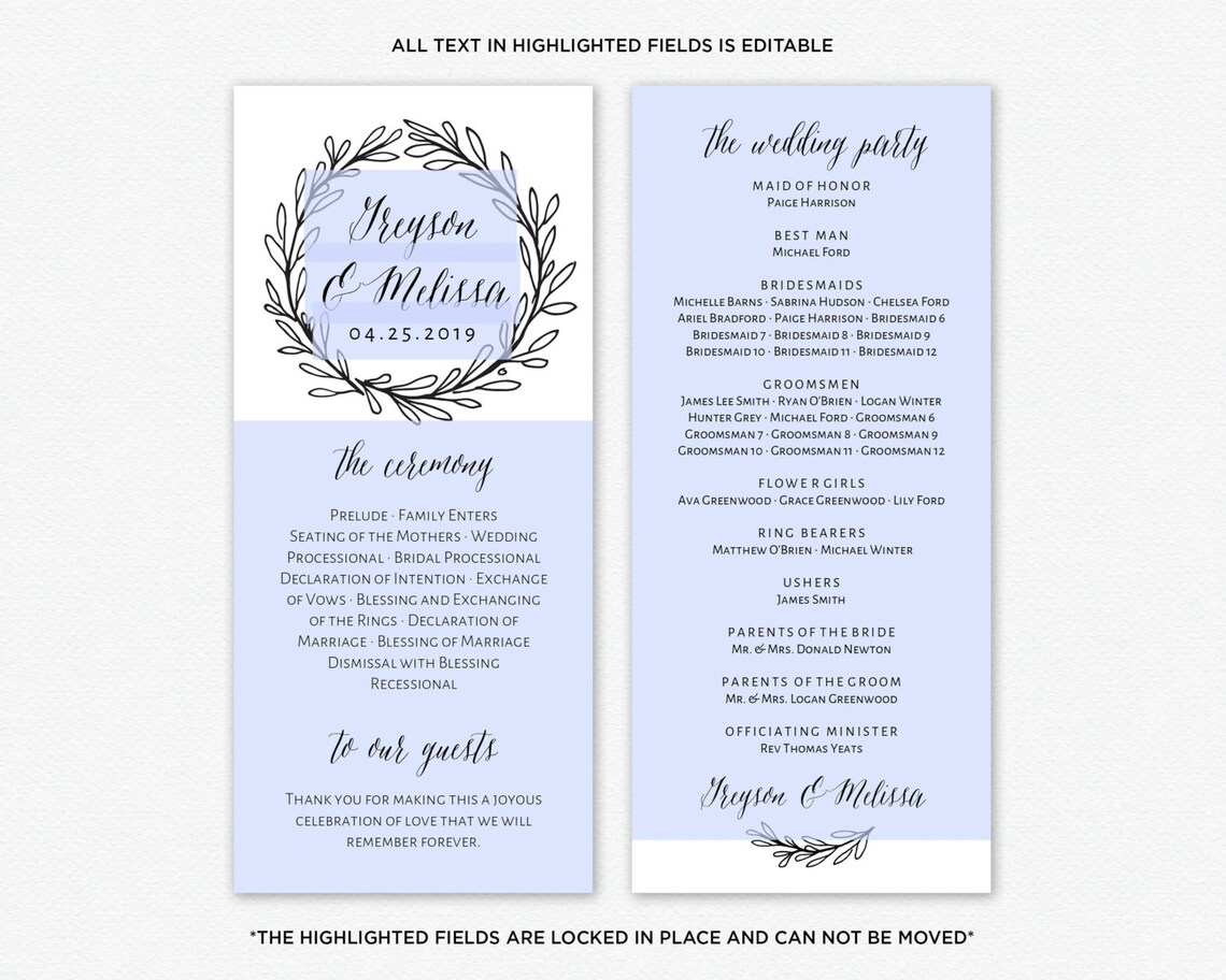 wedding programs templates for mac