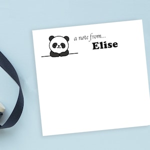 Personalized Sticky Notes with Panda Design and Custom Text // 3"x3", gift idea, teacher appreciation, stationery name, cute bear pad paper