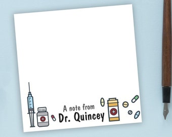 Custom Pharmacist Sticky Notes // personalized text // 50 stickies per pad 3x3 cute pharmacy design stationery gift idea doctor tech medical