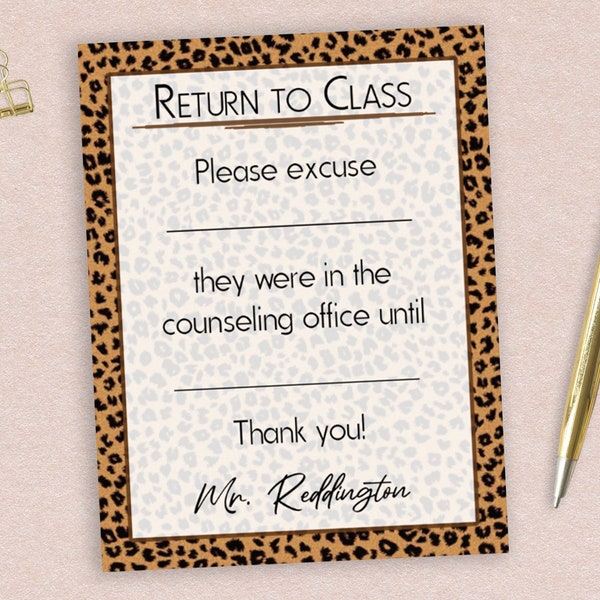 Counseling Office Notepad // personalized, cheetah prints counselors 50 sheets per pad stationery teacher gift idea psychologist return slip