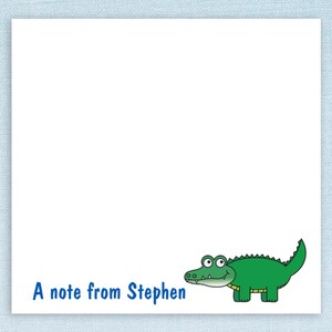 Personalized Sticky Notes with Alligator Cartoon and Custom Name // 3&quot;x3&quot;, teacher appreciation, gift idea, stationery text, crocodile paper