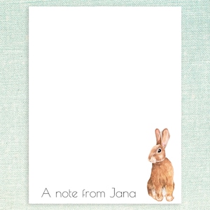 Custom Notepad Bunny Design // 50 sheets per pad, 4&quot;x5.5&quot; size // gift idea personalized teacher appreciation, stationery text rabbit cute