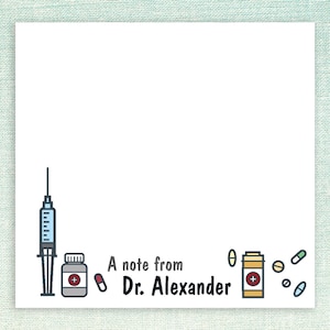 Custom Pharmacist Sticky Notes // personalized text // 50 stickies per pad 3x3 cute pharmacy design stationery gift idea doctor tech medical