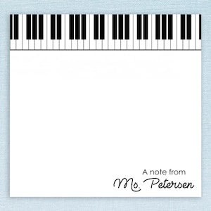 Custom Music Sticky Notes // fun piano keyboard design, gift idea, customizable, teacher appreciation, name gift, note pad paper stick notes