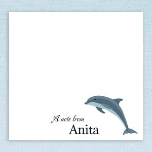 Dolphin Sticky Note Pads Custom Name // personalized gift idea, teacher appreciation, text paper stationery, animal, cute, memo paper stack