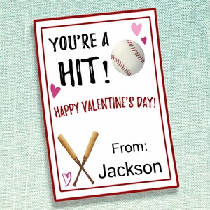 Editable Baseball Valentine's Day Cards // Instant Download Valentine Printable PDF Name // Print from Home, kids fun school sports ball bat