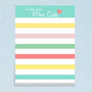 Custom Notepad Colorful Stripes With Personalized Name // 50 Sheets per ...