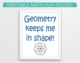 Math Printable Poster // Math Classroom Decor, JPG, education, teacher gift idea appreciation, mathematics funny, geometry shape, digital