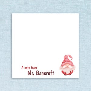 Personalized Sticky Notes with Cute Gnome and Custom Name // 3"x3", teacher appreciation gift idea, magical, stationery, paper, sticky pad
