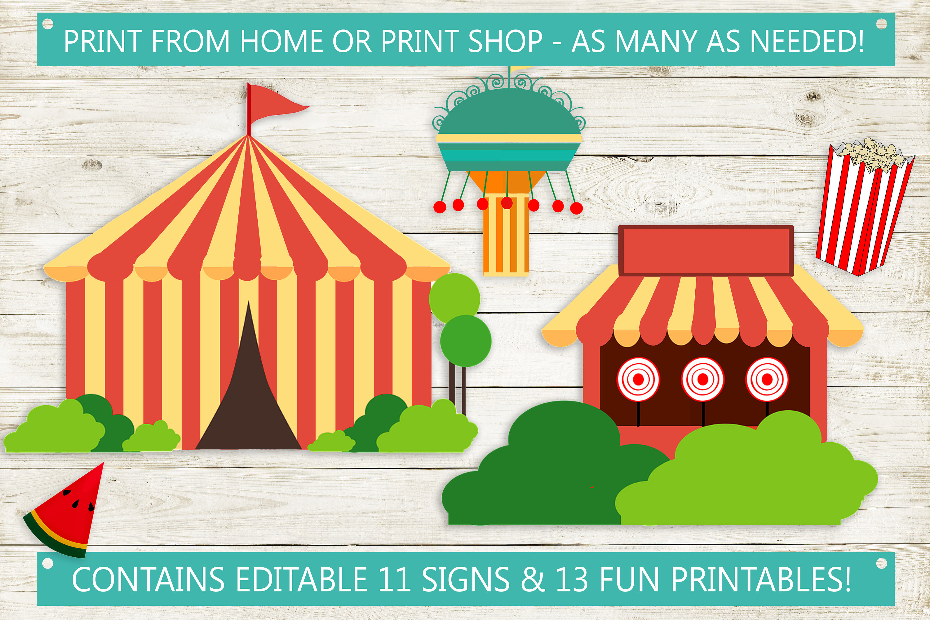 Editable Carnival Circus Signs Lot // Instant Download Pdfs
