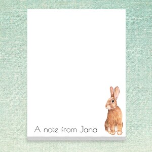 Custom Notepad Bunny Design // 50 sheets per pad, 4"x5.5" size // gift idea personalized teacher appreciation, stationery text rabbit cute