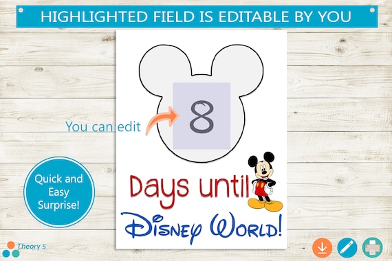 Vacation Countdown Printable // Editable PDF // Instant Download, DIY,  Vacation, Tear off or Frame, Write on Days, Kids Countdown Days Until - Etsy
