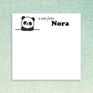 Personalized Sticky Notes with Panda Design and Custom Text // 3"x3", gift idea, teacher appreciation, stationery name, cute bear pad paper