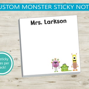 Custom Monster Sticky Notes // Personalized gift idea for coworker, friend office gift, teacher appreciation name paper stick notes, notepad