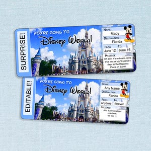 Novelty Custom Tickets Boarding Pass Surprise // Printable Adobe Editable PDF // vacation reveal, trip, customize, digital file gift DIY fun image 1