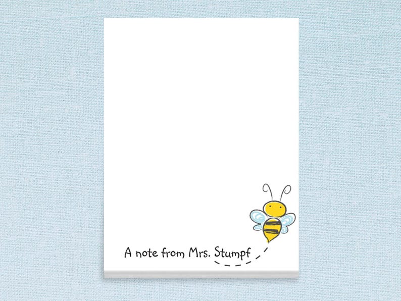 Custom Bee Notepads Name School Teacher // 50 Sheets per Stack 4