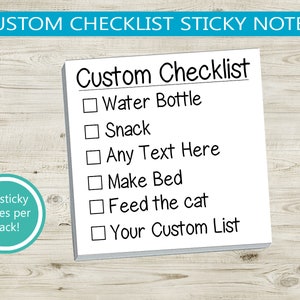 Custom Checklist Sticky Notes // Organization 3x3 stick notes, check list for kids, customizable, teacher appreciation, gift it, to do list