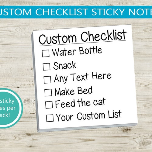 Custom Checklist Sticky Notes Organization 3x3 Stick Notes Etsy