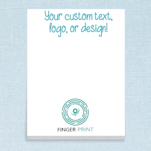 Blocs-notes avec logo personnalisé // 50 feuilles par bloc // tailles 4 x 5,5 po ou 5,5 x 8,5 po. ou 8,5 po. x 11 po., texte personnalisé, marque, papeterie personnalisée en vrac