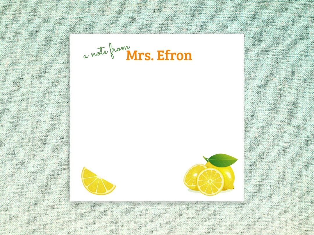 Sticky Noted Name Custom Name Sticky Notes Lemon Design // 3