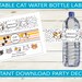 Cat Party Water Bottle Labels // Editable PDF, Custom Party Decor ...