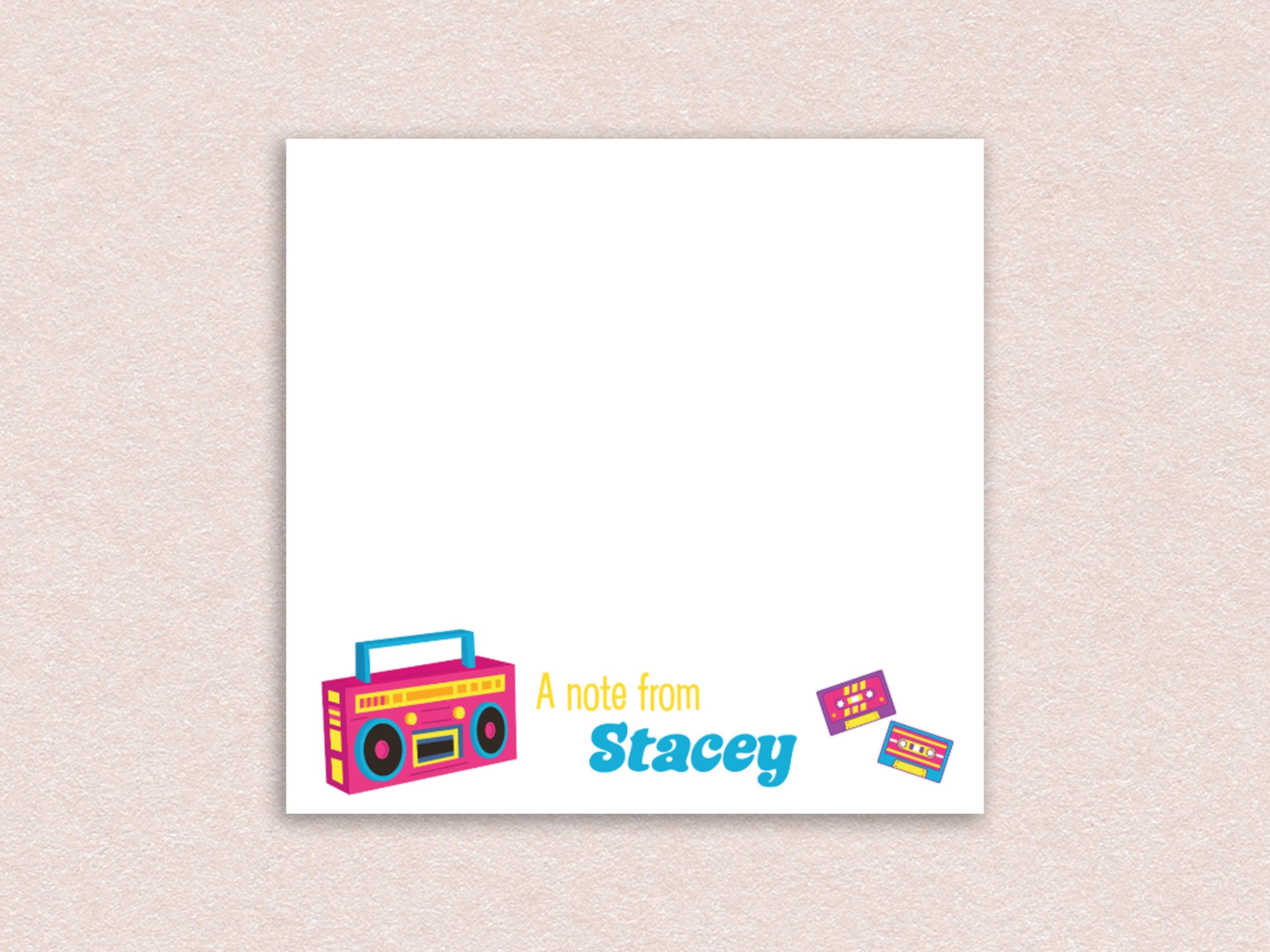 Retro Style 80s Sticky Notes With Cassette Tape Design and Custom Name ...
