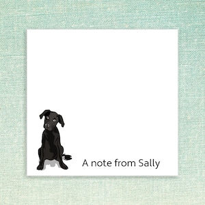 Personalized Sticky Notes with Black Lab Dog Design and Custom Name // 3"x3", gift idea, teacher appreciation, stationery text, dog lovers