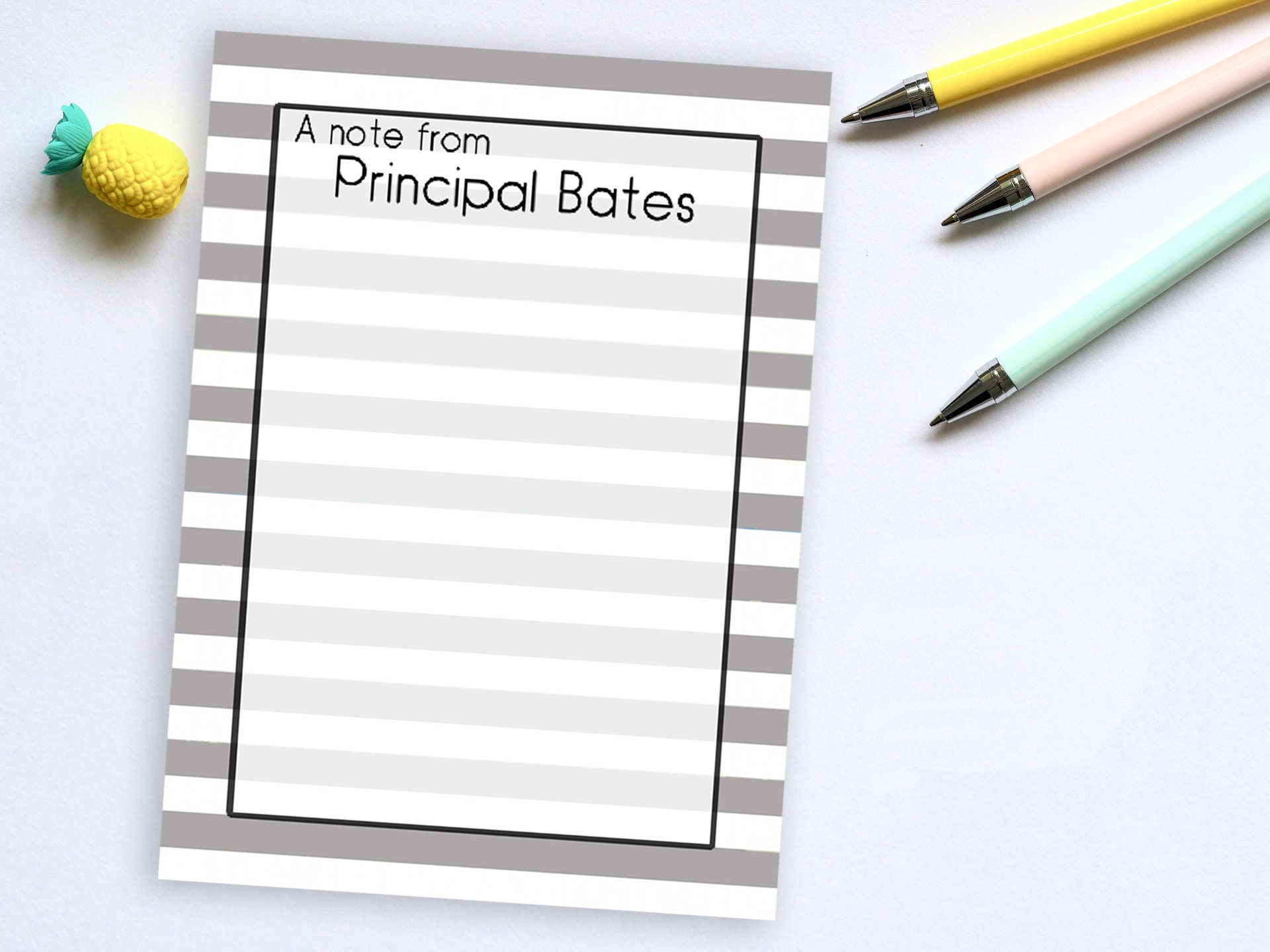 5x7 Note Sheet.pdf Editable PDF Printable Notes // Two 5x7 Cute Striped Designs // Custom ...