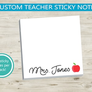 Custom Teacher Sticky Notes - gift idea, customizable, teacher appreciation, school gift, note pad, notes paper personalized, education name