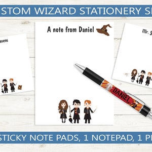 Wizard Note Pad Custom Wizardry Stationery Set - 2 Sticky Note Pads, 1 Pen, 1 Notepad ...