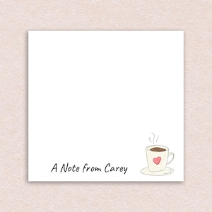 Personalized Sticky Notes Coffee Design // 3x3 inch with 50 notes per pad // teacher gift idea customizable, coffee lovers stationery, heart