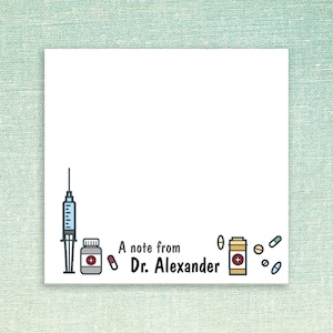 Custom Pharmacist Sticky Notes // personalized text // 50 stickies per pad 3x3 cute pharmacy design stationery gift idea doctor tech medical