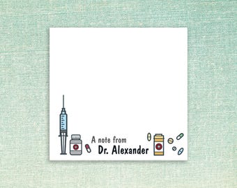 Custom Pharmacist Sticky Notes // personalized text // 50 stickies per pad 3x3 cute pharmacy design stationery gift idea doctor tech medical