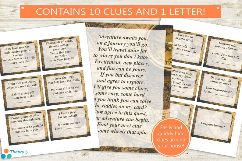 Printable Treasure Hunt Letter & Clues // Instant Download Etsy