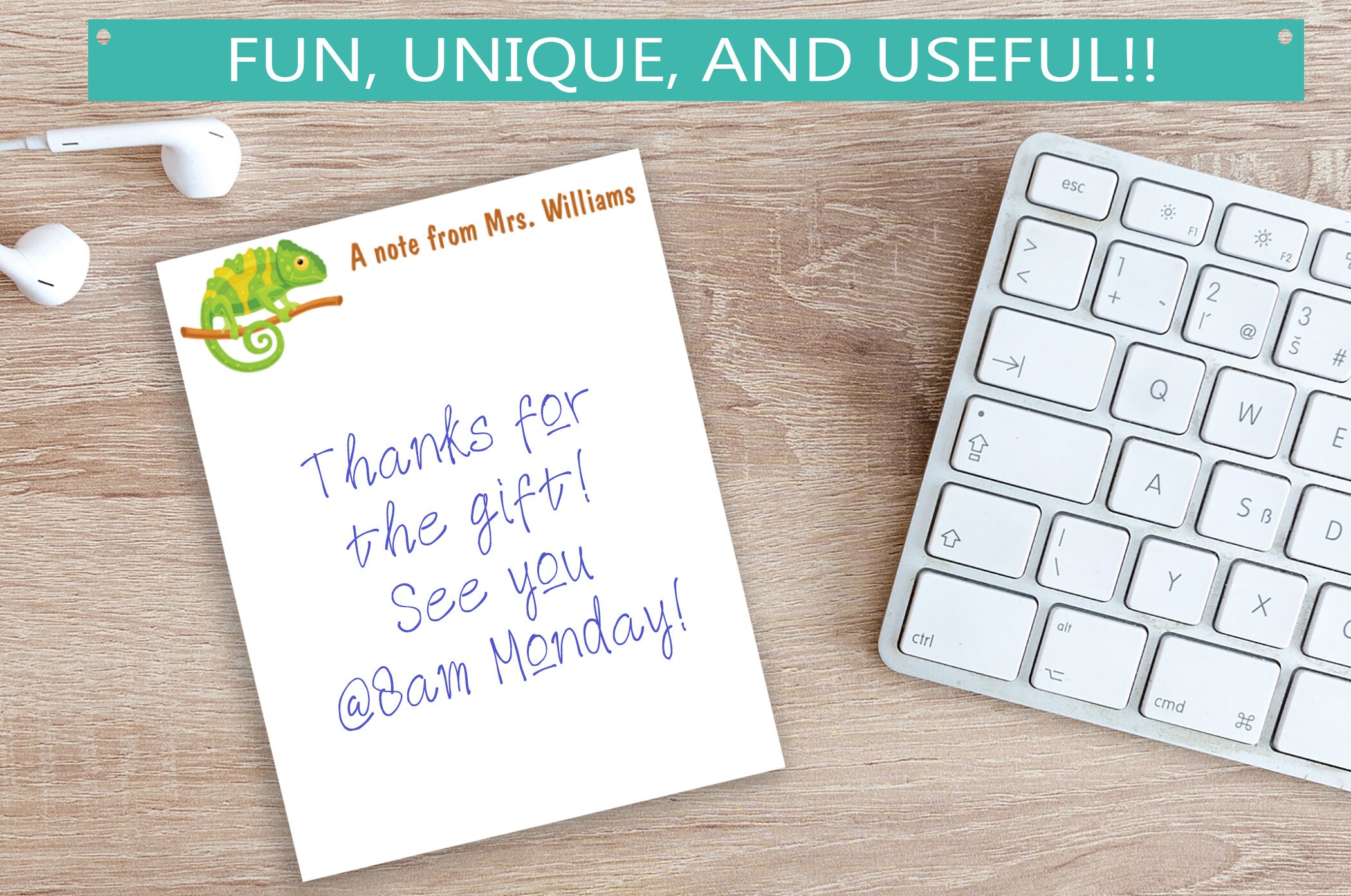 Personalized Notepad With Chameleon Design and Custom Text // 50 Sheets ...
