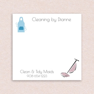 Custom Sticky Notes - ideal for cleaning company, gift for your cleaner, vacuum, apron design, gift idea present, business promotional promo