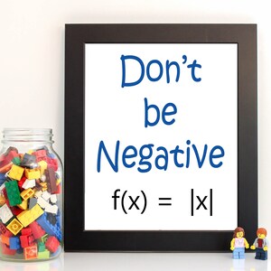 Math Pun Printable Poster // Math Classroom Decor, Don't Be Negative ...