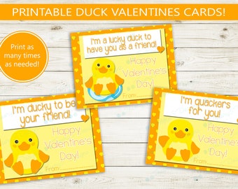 Printable Valentine Card for Kids Duck Valentines // Instant Download PDF and JPG // Valentine Card DIY, Print from Home, kids valentine's