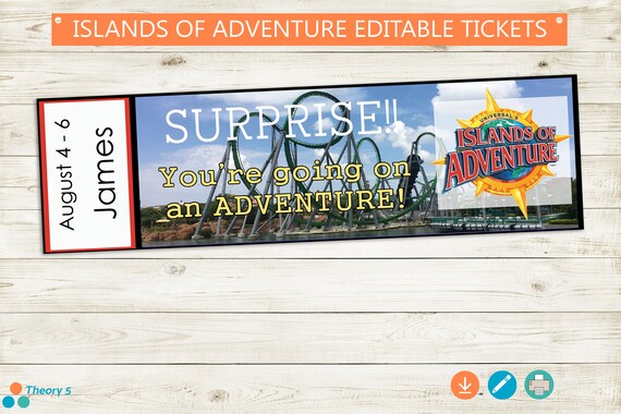 Islands of Adventure Surprise Trip Reveal Tickets // Adobe -   Islands  of adventure, Surprise trip reveal, Universal orlando tickets