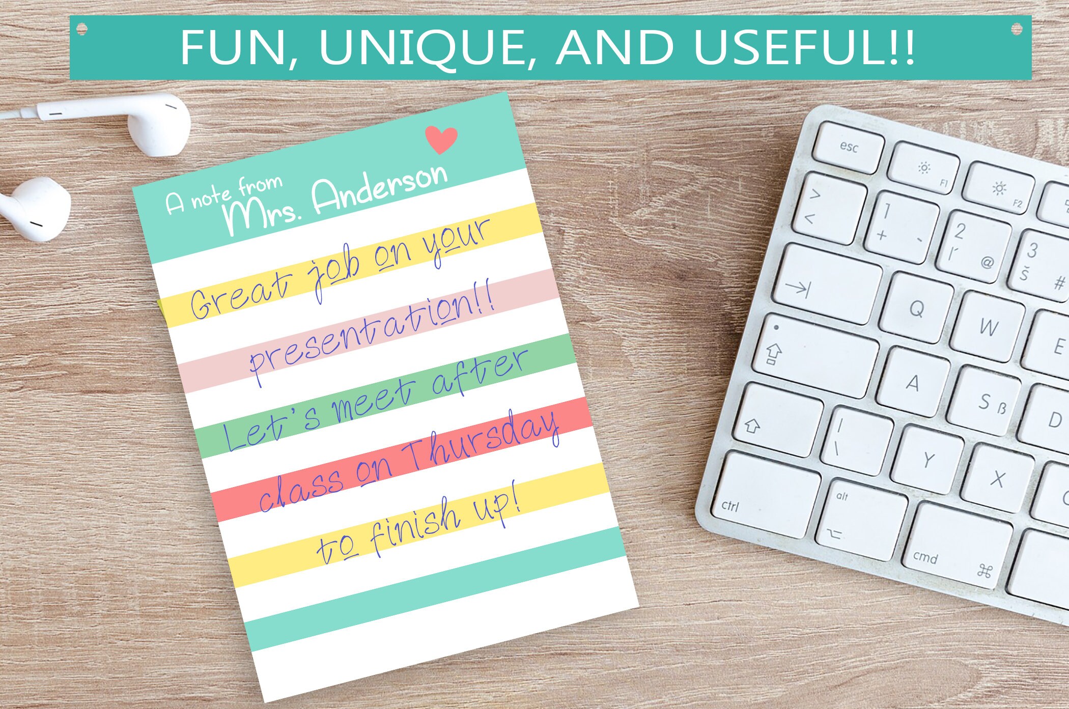 Custom Notepad Colorful Stripes With Personalized Name // 50 Sheets per ...